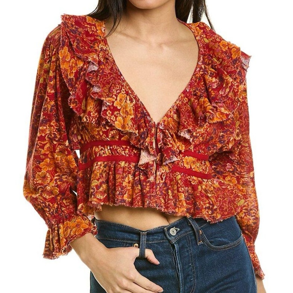 NWOT Free People Rudi Ruffle Top